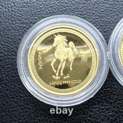 2002 1/10 Oz MONNAIE EN OR PROOF 15 $ Australie ANNÉE DU CHEVAL Série 1 TRÈS RARE