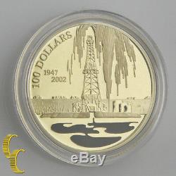 2002 $ Canada 100 Proof Gold Coin, 55e Ann. À La Découverte De Pétrole En Alberta Km # 452