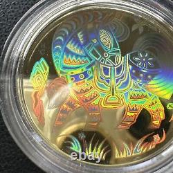 2002 Pièce d'or holographique Canada de 150 $ pour l'année du cheval lunaire avec son emballage d'origine. 2855 onces troy.