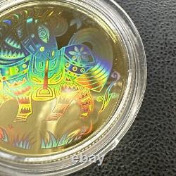 2002 Pièce d'or holographique Canada de 150 $ pour l'année du cheval lunaire avec son emballage d'origine. 2855 onces troy.