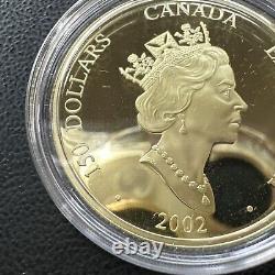 2002 Pièce d'or holographique Canada de 150 $ pour l'année du cheval lunaire avec son emballage d'origine. 2855 onces troy.