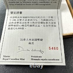 2002 Pièce d'or holographique Canada de 150 $ pour l'année du cheval lunaire avec son emballage d'origine. 2855 onces troy.