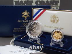 2002 U. S Salt Lake City Jeux Olympiques (2 Pièces) Gold & Silver Proof Set Box & Coa