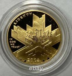 2002-w Salt Lake City Hiver Olympics Proof $5 Gold Coin, Fb/c