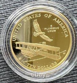2003 W $10 Gold First Flight Centennial Proof Commémorative Us Coin With Box & Coa