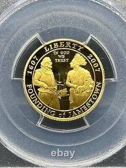 2007-W JAMESTOWN $5 Or commémoratif PCGS PR70 DCAM signé par John Mercanti