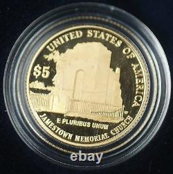 2007 W Jamestown Proof $5 Gold Commemorative Coin Withbox & Coa