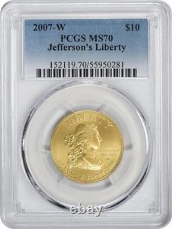 2007-W Liberté de Jefferson Première Épouse 10 $ Or MS70 PCGS