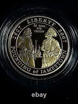 2007-w Jamestown 400e anniversaire de la Monnaie des États-Unis en or Proof Cameo 1/4 oz. Parfait