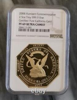2008 2,5 oz Or Humbert Commémoratif Pur Or de Californie Avec NGC PF69