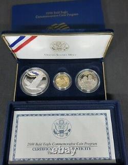 2008 Bald Eagle Gold & Silver Commémorative 3 Pièces De Preuve Set W Box Coa