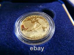 2008 US Mint Eagle commémoratif en or de 1/4 oz, preuve, avec boîte et certificat d'authenticité