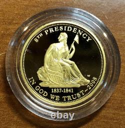 2008-W 1/2 oz Épreuve Première Épouse Van Buren Liberty Pièce d'Or avec Boîte & COA