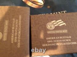 2008 W $5 American Gold Buffalo Unc. 9999 Avec Boîte & Coa 24k Article # Hio
