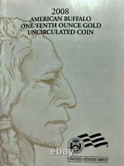 2008 W $5 Gold Buffalo Unc. 9999 Avec Boîte & Coa 24k Article # Hio Stock Lmg