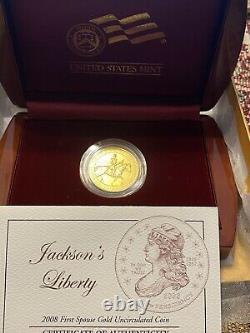 2008 W Gold $10 Jackson’s Liberty 1/2oz Spouse Coin In Ogp Withcoa