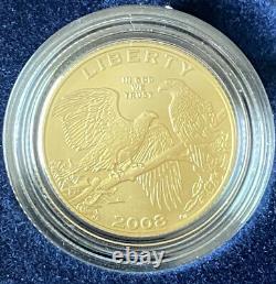 2008 W U. S. Mint Pièce D'aigle Or Non Circulée De Cinq Dollars