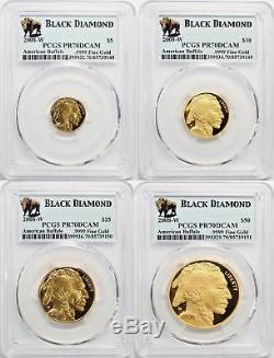 2008-w American Gold Buffalo 4 Coin Proof Set P. C. G. S. Pr-70 Deep Cameo Gem