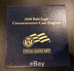 2008-w Preuve 5 $ Bald Gold Eagle Pièce Commémorative Avec La Boîte, Ogp & Coa