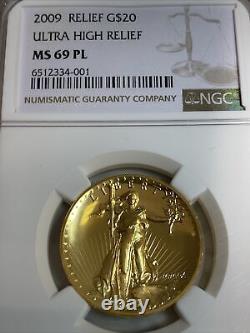 2009 Pièce d'or Double Aigle Ultra Relief de 20 $ NGC MS69 PL - Preuve semblable