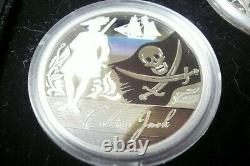 2009 The Golden Age Of Piracy 1 Oz. 999 Silver Perth Mint 5 Pièce De Monnaie Set Pirate Ship