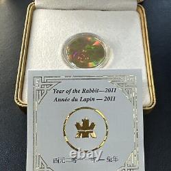 2011 150 $ Canada Année du Lapin Pièce en Or Hologramme SCELLÉE Avec OGP