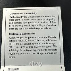 2011 150 $ Canada Année du Lapin Pièce en Or Hologramme SCELLÉE Avec OGP