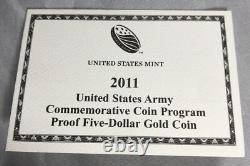 2011 5 $ Épreuve en Or de l'Armée des États-Unis Commémorative avec OGP. 2457 AGW