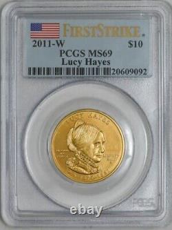 2011-W $10 Lucy Hayes Première Frappe Conjointe Or MS69 PCGS 931844-15