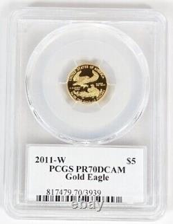 2011-W $5 AMERICAN EAGLE PR70DCAM Étiquette Ronald Sanders 1/10 Oz Pièce d'or épreuve de qualité supérieure