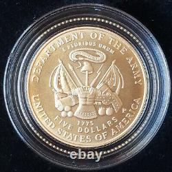 2011-w 5 $ D'or Non Circulé U. S Pièce Commémorative De L'armée De Terre Avec L'aco Et L'ogp