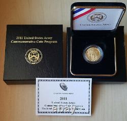 2011-w 5 $ D'or Non Circulé U. S Pièce Commémorative De L'armée De Terre Avec L'aco Et L'ogp