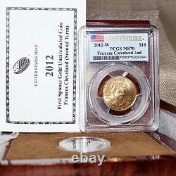 2012 W $10 Frances Cleveland Gold Comm Coin 2e Trimestre Pcgs Ms70 Première Grève