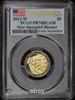 2012-W 5 $ Drapeau étoilé Or Commémoratif PCGS PR-70 DCAM Première frappe
