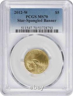 2012-W Bannière étoilée commémorative 5 $ or MS70 PCGS