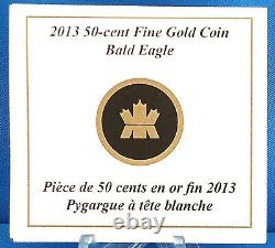 2013 Pygargue À Tête Blanche 99,99% Pure Gold 50 Cents Proof Coin, 1/25 Troy Oz, Non Recherché
