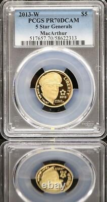2013-W 5 Étoiles Généraux Mac Arthur Or Cinq Dollar Commemoratif PCGS PR70DCAM