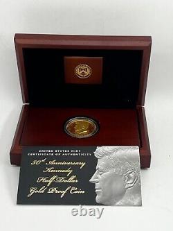 2014 50e Anniversaire Kennedy Demi-dollar Gold Proof Coin Avec Boîte Et Aco
