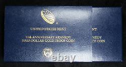 2014 50e Anniversaire Kennedy Demi-dollar Gold Proof Coin Avec Boîte Et Aco