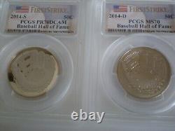 2014 Baseball Hof 6 Coin Collection-or, Argent, Clad Pcgs 70 +bonus