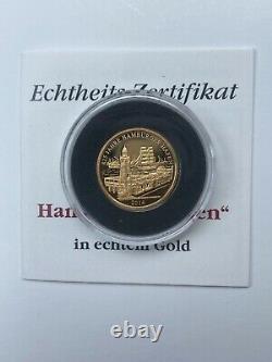 2014 German Gold Coin Hambourg Allemagne Gold Coin 585 Or 825 Anniversaire De L'année