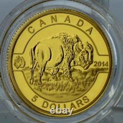 2014 O Canada $5 Dollars 9999 Pièce D'or Bison Preuve