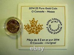 2014 O Canada $5 Dollars 9999 Pièce D'or Preuve D'or