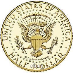 2014 W 50e Anniversaire Gold Kennedy Half Dollar 3/4 Oz Gold Coin Avec Boîte + Coa
