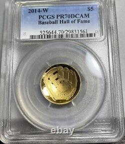2014-W $5.24 Oz Gold Baseball Hall Of Fame PCGS PR70DCAM Article # 5165<br/>	

<br/> 	(Note: 'Item' in French can be translated as 'Article' or 'Objet')