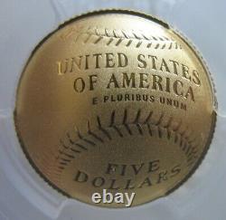 2014 W $5 Gold Baseball Hall Of Fame Coin Pcgs Pf-70 Dcam