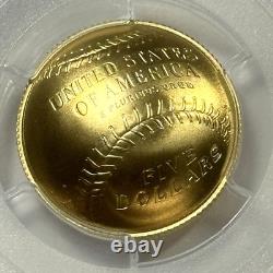2014-W 5 $ Or Commémoratif Hall of Fame du Baseball Étiquette FIRST STRIKE PCGS MS70