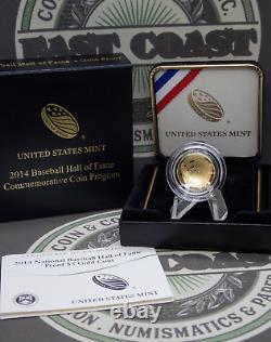 2014 W $5 Preuve BASEBALL Hall of Fame Boîte commémorative en OR & COA ECC&C, Inc