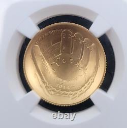 2014 W $5 West Point Baseball HOF NGC MS70.900 Gold 1/4oz Pièce commémorative