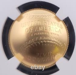 2014 W $5 West Point Baseball HOF NGC MS70.900 Gold 1/4oz Pièce commémorative